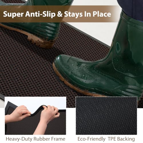 Front Door Mat Outside Entrance Entry Welcome Mat 36"x60" Brown Large 3x5ft | Heavy-Duty Dirt Trapper Non Slip Rubber Entrance Doormats for Entryway Porch Garage 3D Mesh Stain Resist All Season & Weather - color: Brown, size: 36"x60"