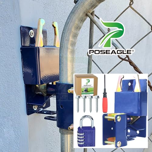 [Upgraded] Blue S16100100 Two Way Lockable Gate Latch | Include Hardware, 4-digit Combination Lock and Philips Screwdriver for Metal Gates with 1-5/8" to 2" Diameter Round Tubes - size: 1xLockable Gate Latch for 1-5/8" to 2" Tubes