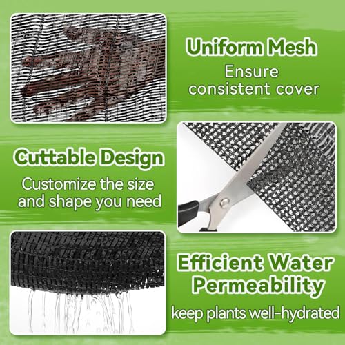 Bigmeta Cuttable Shade Cloth for Garden | 10x20FT 50% UV-Resistant Mesh Tarp with Rope, Black Sun Cover Net for Patio Greenhouse Raised Beds Plants - size: 10x20FT