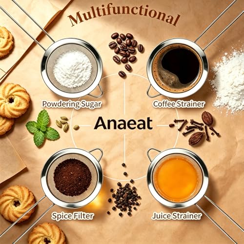 Anaeat Fine Mesh Strainers - Premium Stainless Steel Colander Sieve Sifters, with Durable Mesh and Sturdy Handle, Excellent for Sifting Dry ingredients, Flour, Pastas, Rice, Tea (2.8"） - color: 2.8" Diameter