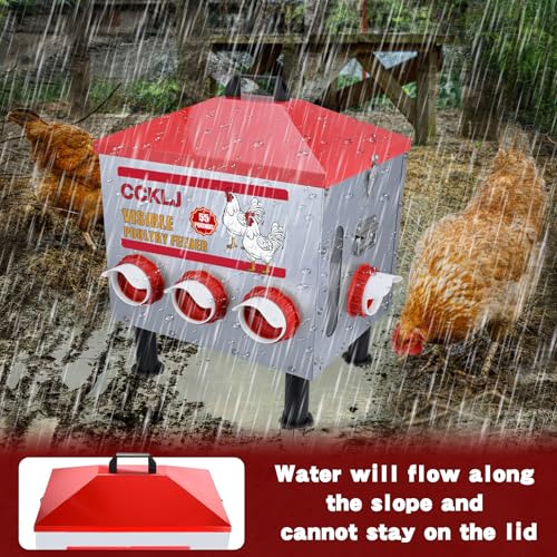 8-Port Poultry Feeder for Backyard Flocks – Holds 55 LBS, Stops Pecking Order Bullying, Adjustable Height, Galvanized Steel & Stainless Steel