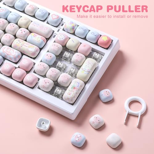 YUNZII Pink Ice Cream MOG Profile Dye-Sub PBT Keycaps Set (Pink Kitten) | 138 Keys, Dye Sub PBT Keycap Set, for Mechanical Gaming Keyboards Compatible with 60%/65%/75%/TKL/96%/100% Layouts