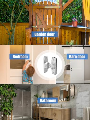 90/180 Degree Flip Barn Door Lock, Sliding Door Latch, Silver-2PC | Protect Privacy - Security Lock, Small Gate Latches Hardware for Barn, Garden, Bathroom, Cabinet, Window - color: Silver-2PCS