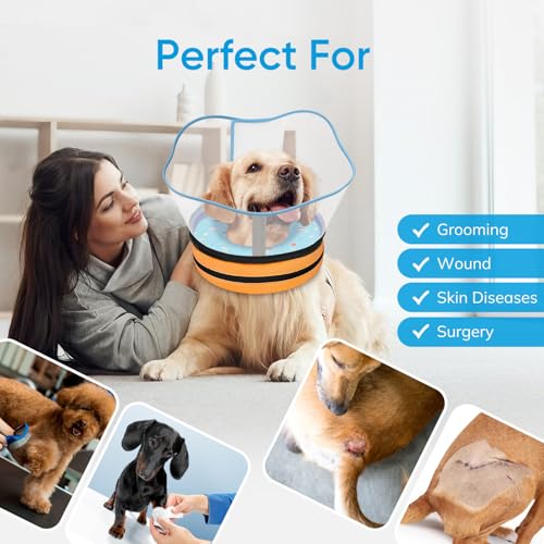 Supet Sponge Dog Cone Collar Stop Licking After Surgery, Dog Donut Collar | Adjustable Dog Recovery Collar Alternative, Detachable Shield, Soft, Comfy Cone, Neck Pillow for Small Dogs - color: DonutBlue, size: S(Neck 6"-9")