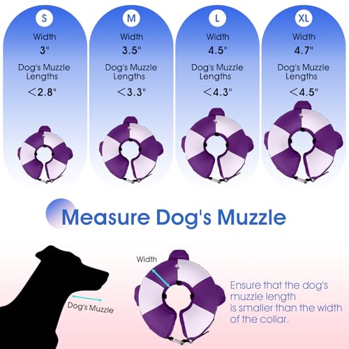 Inflatable Dog Cone for Small Dogs- Adjustable Neck Recovery ECollar,Lightweight Donut Collar After Surgery Anti-Licking & Biting,Waterproof Easy to Clean (Purple,M) - color: Purple, size: Medium