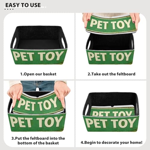 Storage Baskets Felt Foldable Storage Cube Shelf Bins Organizer Box for Kids Toys Office Bedroom Closet Babies Nursery 2-Pack (Cute Pet Toy Green) - color: Cute Pet Toy Green