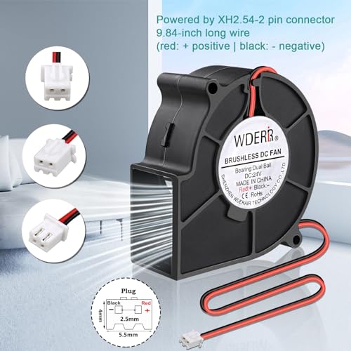 75mm x 30mm Brushless 24V DC Squirrel Cage Blower Fan Dual Ball Bearing High Performance Small Centrifugal Cooler 2Pin - style: 75 x 30 24v2p