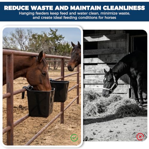 Horse Feed Bucket,15 Quart Plastic Hook Over Feeder for Horse Sheep Cattle | Mountable Livestock Plastic Feed Bucket | Horse Feeder & Water Pail | Easy Hanging | Ideal for Horse Stable,Farms,Ranch