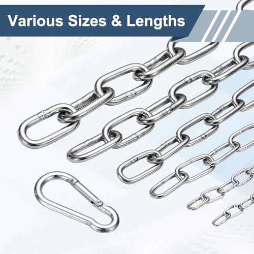 304 Stainless Steel Link Chain with 2 Hook (1/16" x 6.6 ft / 2 m x 1.5 Mm) - Utility Hanging Coil Chain Link Locking Pulling for Outdoor Fence Pet Dog - size: 1/16" x 6.6 ft(2 m x 1.5 Mm)
