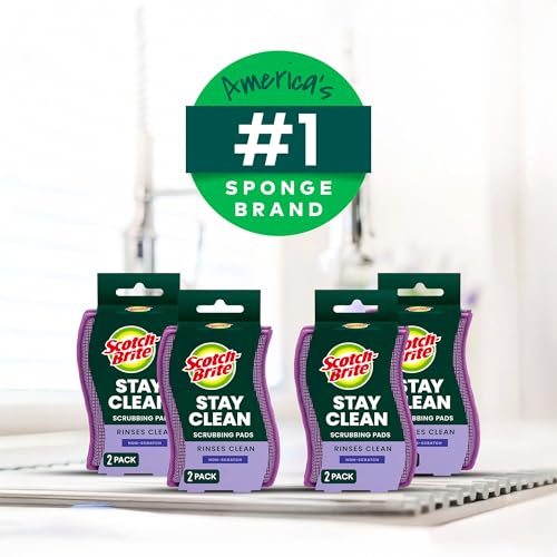 Scotch-Brite Dobie Stay Clean Scrubbers, Non-Scratch Dual-Sided Dish Sponges with Absorbent Cloth Side, Odor Resistant Scrubbing Pads for Dishes and Household Cleaning, 8-Pack - size: 8 Pads