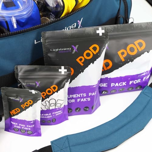 Lightning X Fully Stocked X-Tuff Modular Oxygen Trauma Bag w/Removable Organizer Pouches for EMS/EMT + First Responder - Blue - color: Blue
