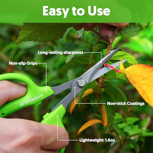 Garden Scissors, 2 PCS, Curved Blade, 6-in, Non-Stick Coated Steel, Sharp | Pruning Shear, Gardening Tools, Garden Snips for Plants, Herbs, Flowers in Grow Tent and Hydroponics, Easy to Clean - style: Curved Blade