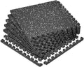 SUPERJARE 0.79'' Extra-Thick Exercise Equipment Mats, 6 Pcs 24 Sq Ft Rubber Top Floor Tiles with High Density EVA Foam, Interlocking Gym Flooring for Home Gym, Protective Workout Mat, Black/Grey - size: 6 Tiles (24 Sq Ft)