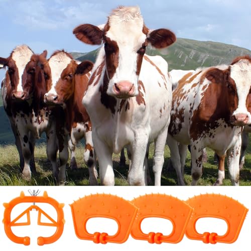 Teenyyou 20 Pcs Cow Nose Ring Plastic Orange Farm Livestock Weaning Nose Rings Cattle Halter Durable Farm Equipment Weaner Tool Cattle Supplies for Calves Calf Cow
