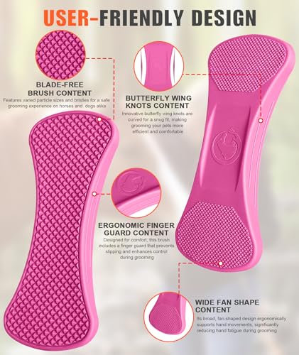 Horse Grooming Shedding Tool - Blade-Free Horses Brush for Grooming Kit Supplies, Pink - color: pink
