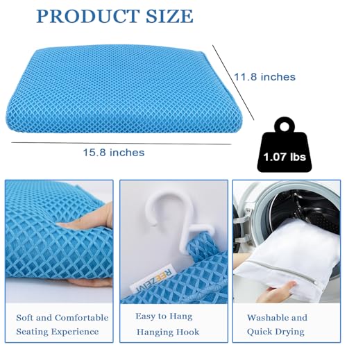 REEZEIVI Shower Seat Cushion,Silicone Non-Slip Base for Elderly & Disabled | Raised 4D mesh shower pad, soft breathable, washable quick dry, silicone non-slip bottom - size: Blue