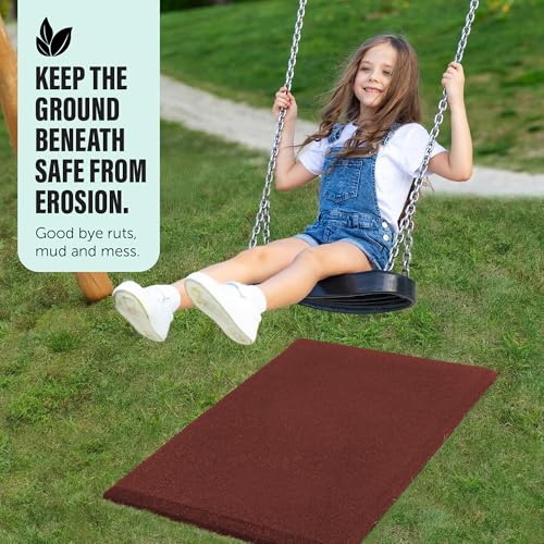 Heavy Duty Commercial Grade Rubber Playground Safety Mat - Playground Protection Mat for Swings and Slides - 54" Long X 32" Wide x 2" Thick (Red) - color: Red
