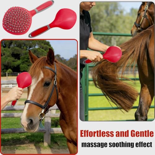 Horse Mane & Tail Combs Horse Brushes Shedding Brush Grooming Tool for Thick Coats Equine Long Haired Dogs