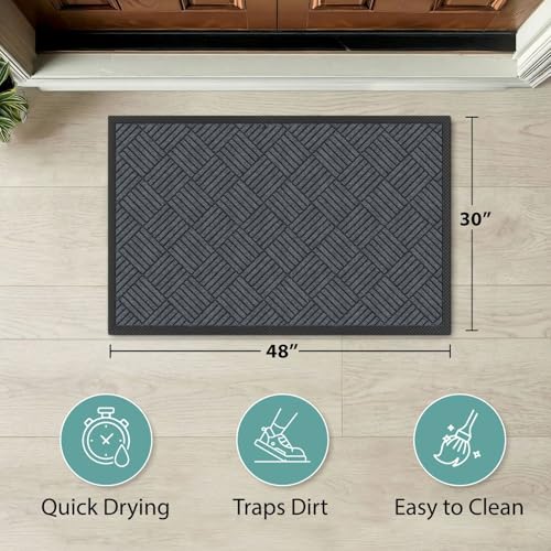 Barnyard Designs Premium Gray Non-Slip Door Mat (30" x 48", 2-Pack) | Heavy-Duty Entrance Rugs with Rubber Backing for Entryway, Patio, or Porch; Indoor and Outdoor; Set of 2 - size: 2'6" x 4'