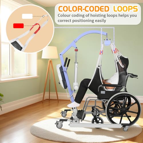 Full Body Patient Lift Sling – Heavy Duty 500lbs, Mesh Shower Sling for Home Use, Universal Medical Transfer Sling Compatible Suitable for Disabled,Elderly (L) - size: L