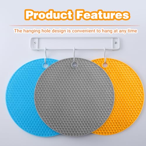 3Pcs Rubber Jar Opener,Round Large Jar Opener Gripper Pad Kitchen Non-Slip Coasters for Weak Hands,6.7x6.7Inch(Gray,Blue,Orange) - color: Gray, Blue, Orange