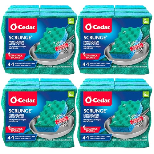 O-Cedar Multi-Use Scrunge Scrub Sponge (Pack - 24) - size: 6 Count (Pack of 4)