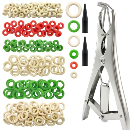 Goat Banding Kit, Livestock Castration Bander with Stainless Steel Expander Pliers, 240Pcs 4 Sizes Castrator Rings and Ring Installation Tool for Goats, Lambs, Calves, Sheep, Piglets - style: Pliers，60-S, 60-M, 60-L, 60-XL