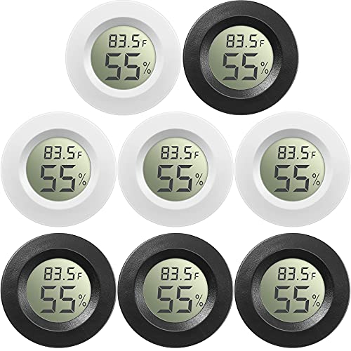 Weewooday 8 Pcs Mini Hygrometer Thermometer Digital LCD, Black,White | Monitor Indoor Outdoor Room, Humidity Meter Temperature Gauge for Greenhouse Garden Reptile Incubator Cellar,℉ or ℃ - size: Black, White