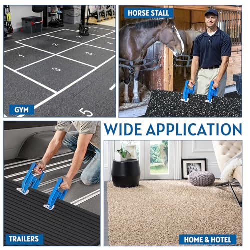 Touri 2 Pcs Horse Stall Mat Grippers, Heavy Duty Handlers | Movers Tool for Thick Rubber Gym Floor & Trailer Mat, Effortless Puller for Tack Room and Barn