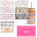 Kaciola 10 Sheets UV DTF Cup Wraps for 16 oz- Bookworm Theme UV DTF Stickers, 1 Sheet Mysterious Pattern Transfer, Rub on Transfers Stickers for 16 oz Libbey Glasses Crafting - style: Bookworm