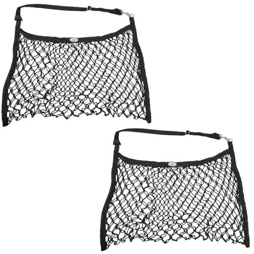 Knotless Ultra Slow Feed Hay Net Set of 2 – 1.5" Openings, Soft on Horse Muzzles, 24"x30", Holds 2 Flakes, Adjustable Hanging Strap with Snap, Ideal for Sensitive Mouths & Slow Feeding