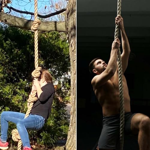 Natural Jute Rope (2 Inch x 100 Feet) Thick Hemp Rope Twisted Manila for Deck Railings, Swing Bed, Tug of War, Docks, Nautical, Decorating - size: 2 Inch x 100 Feet