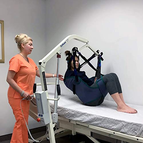 Electric Patient Lift - Rhino Lift with Manual Low Base - with Universal Divided Leg Sling with Headrest(Small), 450 lb. Weight Capacity. - color: Lift+headrest U Sling, size: Small