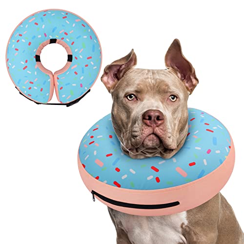 Supet Inflatable Dog Cone Collar Alternative After Surgery, Dog Neck Donut Collar Recovery E Collar for Neuter, Soft Pet Cone for Small Medium Large Dogs - color: Donut Blue, size: XXL(Neck 18.5"-23.5")