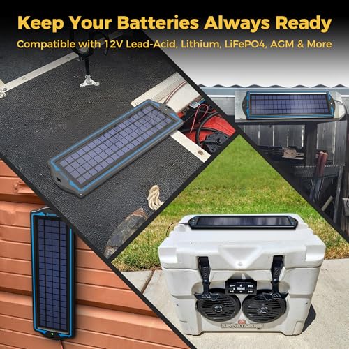 SUNAPEX 5W 12V Solar Car Battery Trickle Charger & Maintainer | Waterproof Portable Solar Panel Kit | Prevents Overcharging with Smart Controller | Fits 12V Batteries for Boats, RVs & More - size: 5W