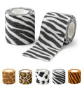 Premium Pet Vet Wrap — Non-Stick to Fur Self Adherent Bandage Wrap for Dogs, Cats & Horses, Breathable Cohesive Tape for Wounds, Paws & Legs, Animal Print Design - Pack of 2 - color: Zebra Print