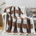 PU MEI Sherpa Blanket Full/Queen Plaid Thick Bed Blanket, 90”*80” Super Soft Flannel Fuzzy Fleece Reversible Velvet Plush Warm Blanket for Couch(Beige Check, 80"*90") - color: Beige Check, size: 80"*90"