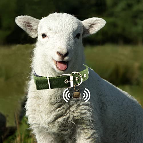 Goat Collars with Bells, 5 Pcs Adjustable Nylon Sheep Collar with 10 Pcs Anti-Lost Loud Brass Bell and Key Ring Baby Goat Supplies Accessories for Farm Animal Goat Sheep Cow Horse Dog