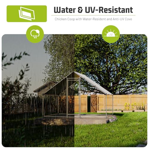 HEYTOWN Large Metal Chicken Coop Chicken Pen with Water-Resident and Anti-UV Cover Walk-in Poultry Cage Chicken Runs for Yard with Cover Duck Rabbit Dog House Outdoor - size: 19.7"L x 9.8"W x 6.5"H