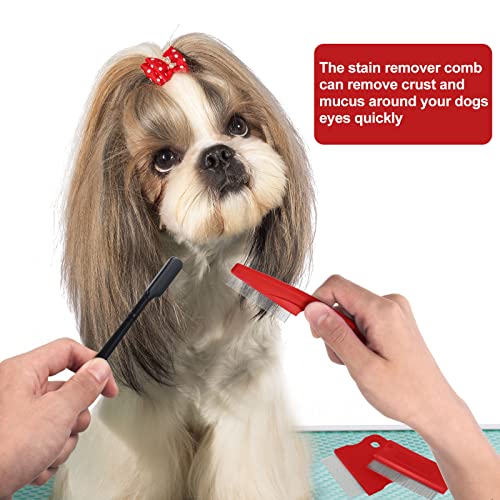 5 Pieces Dog Eye Combs Tear Stain Remover Combs Pet Grooming Comb for Small Dogs Gently Removing Eye Mucus and Crust (Red, Black) - color: Black