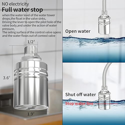 1/2" to 3/4" 1" Water Mini Float Valve,304 Stainless Steel Fully Automatic Level Controller Valve for Wate Tank, Livestock Troughs, Pool, Distiller