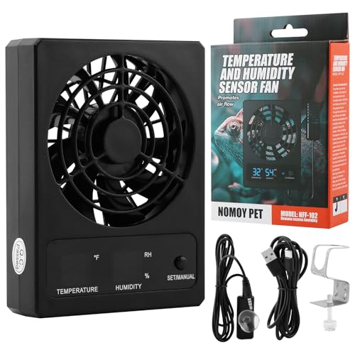 Reptile Ventilation Fan, Auto Temperature/Thermometer Control LED Digital Humidity Gauge, °C/°F Switchable Dehumidifier for Reptile Tank, Rainforest, Ecological Pet Rearing Box (Automatic Humidity) - size: Automatic humidity