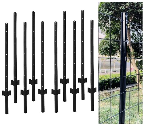 4 Feet Metal Fence Post Black, Pack of 10, for 36 Inch High Garden Welded Wire Fence U-Channel Steel Garden Post - color: Black, size: 4',10 PCS