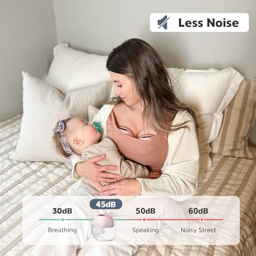 MomMed Wearable Breast Pump (Model S21) – Double Electric Hands-Free Breast Pump, Leak-Proof Design, 3 Modes (Stimulation, Expression, Auto) & 12 Vacuum Levels, Portable and Quiet - color: Pink