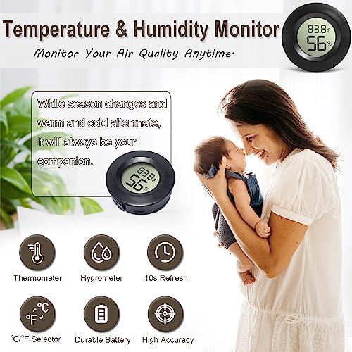 10 Pack Mini Digital Hygrometer Gauge Indoor Thermometer,Humidity Gauge LCD Monitor Temperature Outdoor Humidity Meter for Greenhouse Jars Incubators Guitar Case (10)