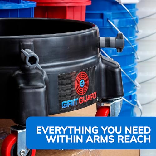 GRIT GUARD Bucket Dolly with Wheels - Rolling Detailing Wash Bucket with 5 Wheels and 2 Locking Casters Compatible with 2.5, 4, 5 and 6 Gallon Buckets (Green, 2" Red Casters) - Made in the USA - color: Green, size: 2" Red Casters