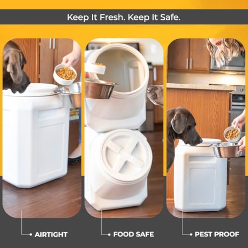 Vittles Vault Traditional Dog and Cat Food Container + Scoop, Gray, 60lbs | BPA Free Plastic, Sealed Airtight for Kibble, Bird Seed, Oatmeal and More; Includes Scoop, Made in USA - size: 60 Pounds