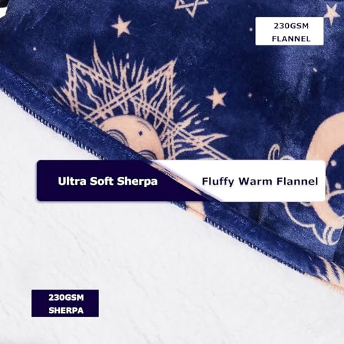 THREE POODLE Wearable Blanket Hoodie for Women, Oversized Sherpa Sweatshirt Blanket for Adults Men, Cozy Hooded Blankets, Gifts for Teen Girls Women Mom Sister - color: Deep Blue Star, size: Adult