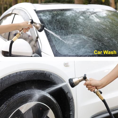 FANHAO Metal Thumb Control Garden Hose Nozzle Heavy Duty, 8 Spray Patterns | Rustproof Zinc Alloy Water Hose Sprayer High Pressure, Non-Slip Ergonomic Grip for Lawn & Plant Watering, Car & Pet Washing - color: Silver
