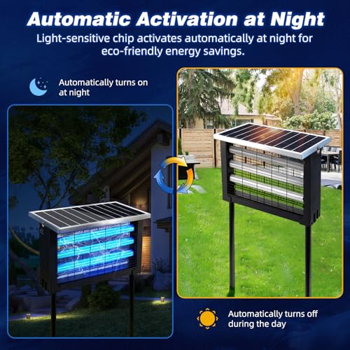 Powerful Large Solar Bug Zapper for 3000 sq.ft with 13FT Extension Cord | Rechargeable Outdoor Mosqutio Killer with 13W Solar Panel, Waterproof Solar Bug Zapper for Patio Garden Backyard RV Camping - color: 13W for 3000 sq.ft